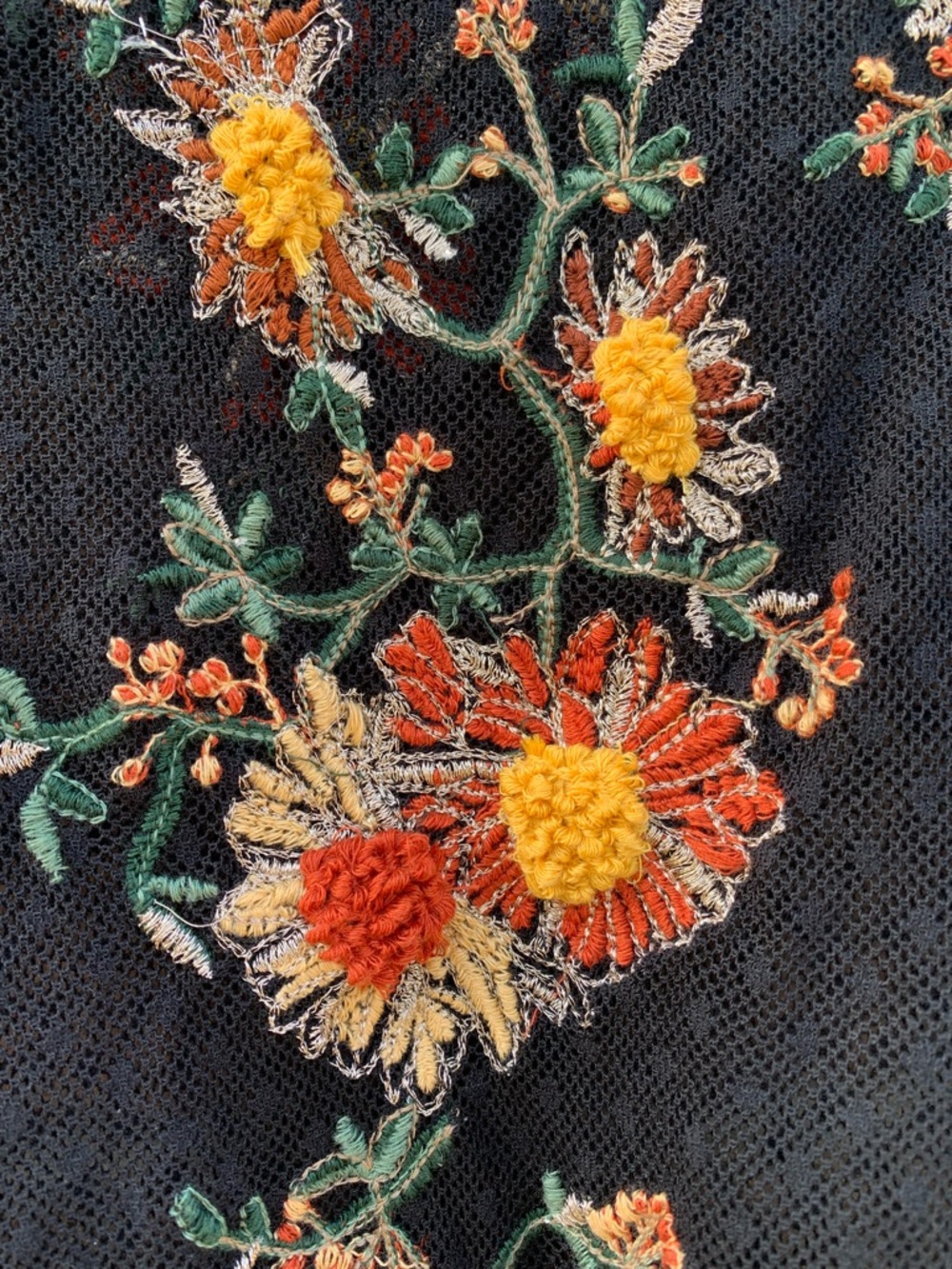 Maeve x Anthropologie Black Cadiz Sheer Blouse with Orange Floral Embroidery - Picture 4 of 11